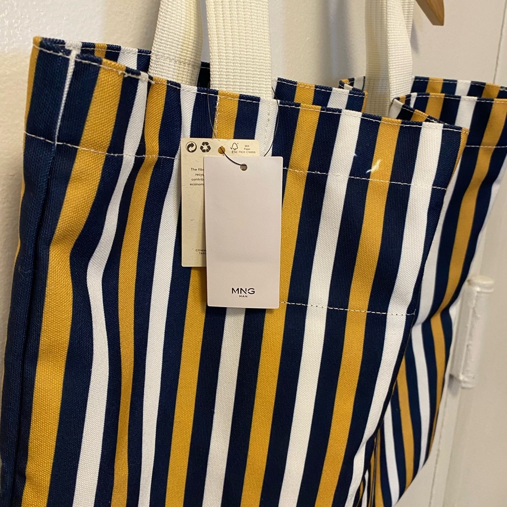 Striped Navy and Mustard MNG Messenger Bag